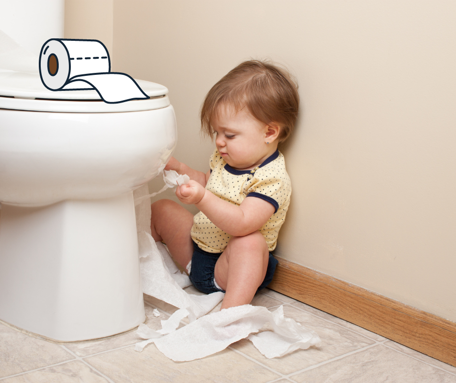 Child playing with toilet paper